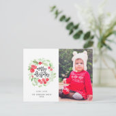 Berry Wreath Frohe Weihnachten Wasserfarbe Foto Postkarte (Stehend Vorderseite)