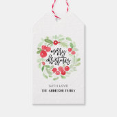 Berry Wreath Frohe Weihnachts-Aquarellübergabe Tag Geschenkanhänger (Vorderseite)