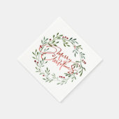 Berry Wreath Gradient Red Script Frohe Weihnachten Serviette (Ecke)