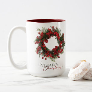 Berry Wreath Merry Christmas Tasse