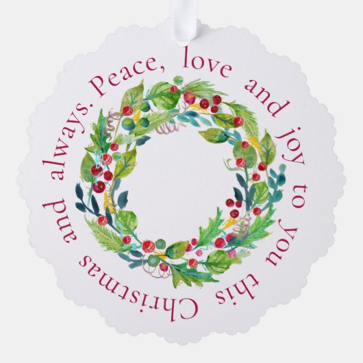Berry Wreath Paper Ornament Card (Rückseite)