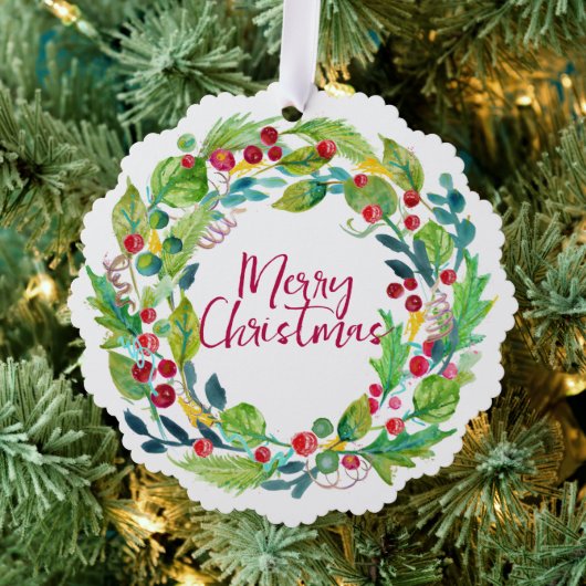 Berry Wreath Paper Ornament Card (Insitu (Baum))