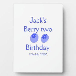 Berry zwei Geburtstag blaue Beere Name Datum Kinde Fotoplatte