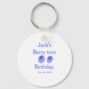 Berry zwei Geburtstag blaue Beere Name Datum Kinde Schlüsselanhänger