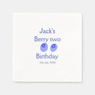 Berry zwei Geburtstag blaue Beere Name Datum Kinde Serviette