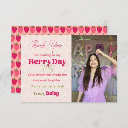 BerryDay Party - Geburtstagswohnung Dankeschön-Kar Dankeskarte (Vorne/Hinten)