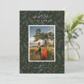 Berryful Botanisches Muster Weihnachtsfotokarte Feiertagskarte (Stehend Vorderseite)