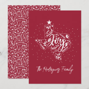 Berryrote Weihnachtsfreude Texas-Form Feiertagskarte