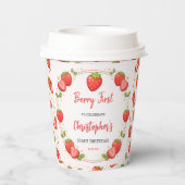 Berrys erster Geburtstag | Erdbeeren 1. Geburtstag Pappbecher (Rückseite)