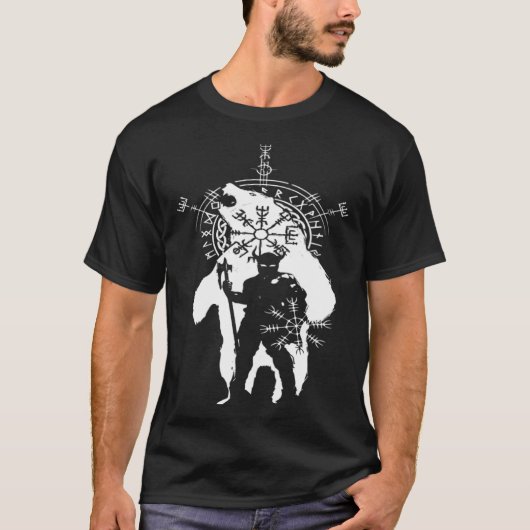 Berserk Bear Warrior Odin Runes Norse Compass Viki T-Shirt (Vorderseite)