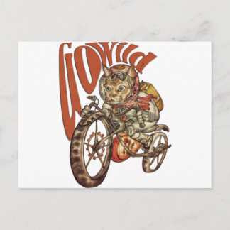 Berserk Steampunk Motorrad Cat Go Wilder T - Shirt Postkarte