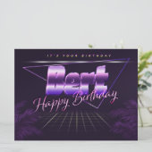 Bert Name Vorname lila retro Karte Geburtstag (Stehend Vorderseite)