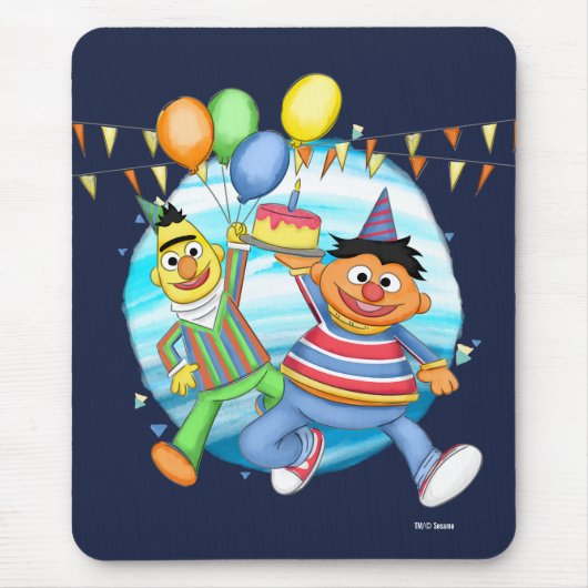 Bert und Ernie Birthday Balloons Mousepad (Vorne)