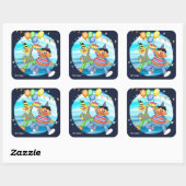 Bert und Ernie Birthday Balloons Quadratischer Aufkleber (Blatt)