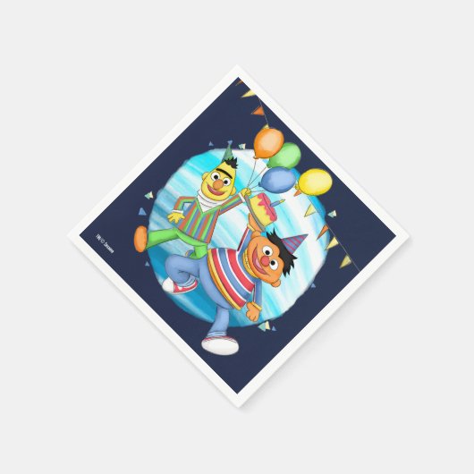 Bert und Ernie Birthday Balloons Serviette (Ecke)