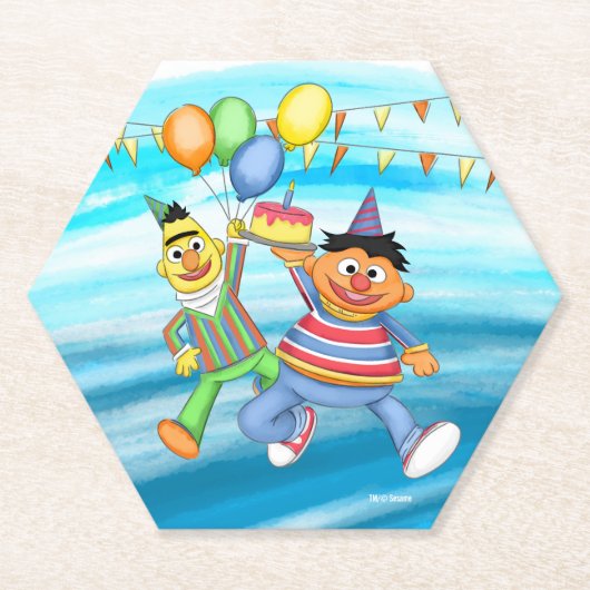 Bert und Ernie Birthday Balloons Untersetzer (Vorderseite)