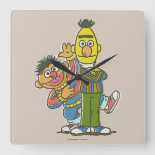 Bert und Ernie Classic Style Quadratische Wanduhr