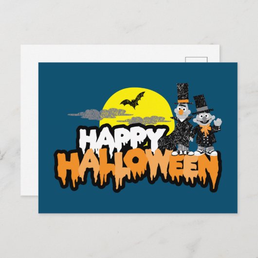 Bert und Ernie | Frohe Halloween Postkarte (Vorne/Hinten)