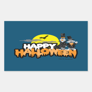 Bert und Ernie   Frohes Halloween Rechteckiger Aufkleber