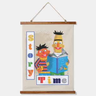 Bert und Ernie Story Time Wandteppich Mit Holzrahmen