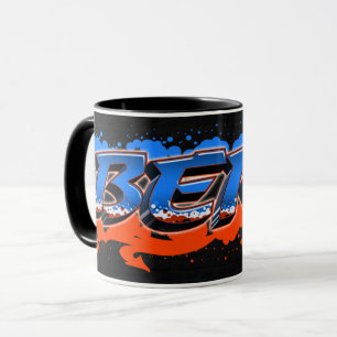 Bert Vorname Name Graffiti blue orange Tasse