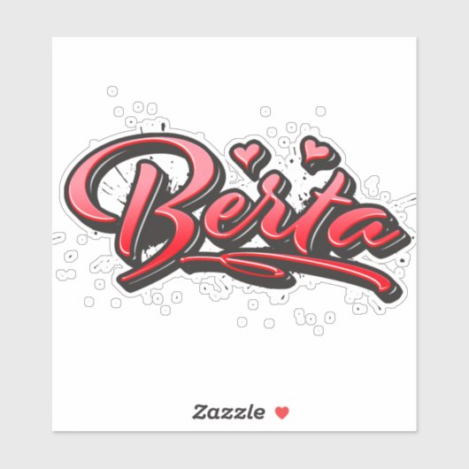 Berta red Heart Graffiti Aufkleber Sticker (Blatt)