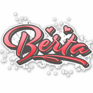 Berta red Heart Graffiti Aufkleber Sticker