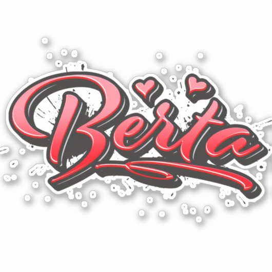 Berta red Heart Graffiti Aufkleber Sticker (Vorderseite)