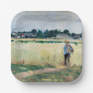 Berthe Morisot - Auf dem Weizenfeld in Gennevillie Pappteller