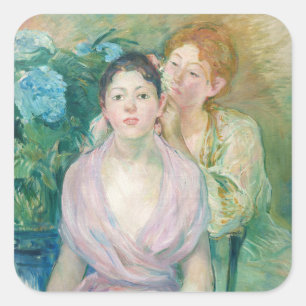 Berthe Morisot - Die Hortensie / Die zwei Schweste Quadratischer Aufkleber