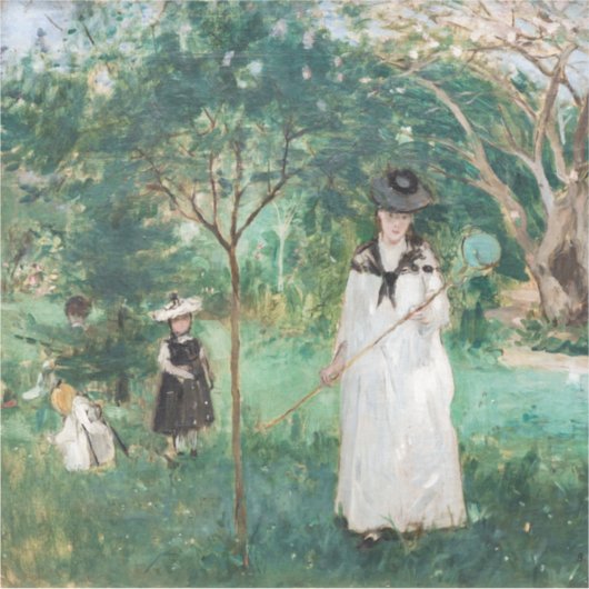 Berthe Morisot - Die Schmetterlingsjagd Aufkleber (Vorderseite)