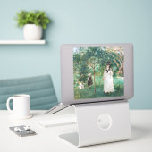 Berthe Morisot - Die Schmetterlingsjagd Aufkleber (Laptop auf Schreibtisch)