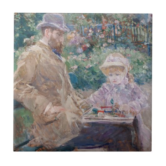 Berthe Morisot - Eugene Manet mit seiner Tochter Fliese (Vorderseite)