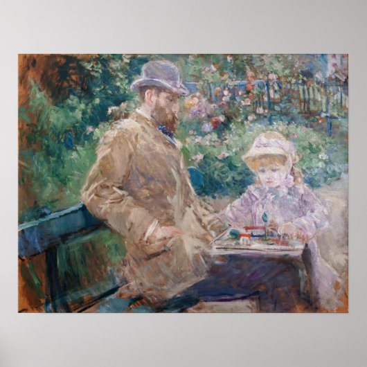Berthe Morisot - Eugene Manet mit seiner Tochter Poster (Vorne)