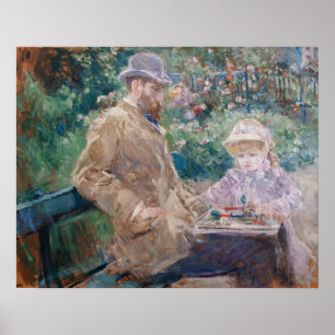 Berthe Morisot - Eugene Manet mit seiner Tochter Poster