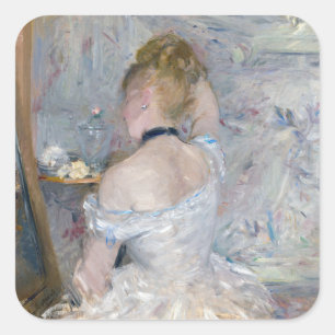 Berthe Morisot - Frau bei der Toilette Quadratischer Aufkleber