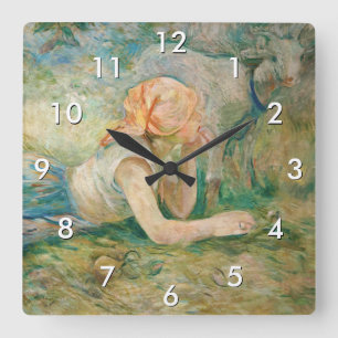 Berthe Morisot - Hirtenfrau ruhend Quadratische Wanduhr