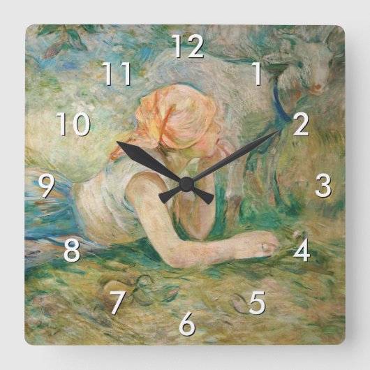 Berthe Morisot - Hirtenruhe Quadratische Wanduhr (Vorderseite)