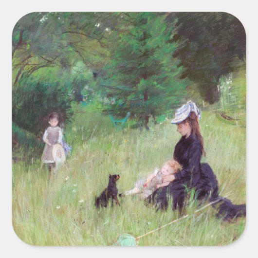 Berthe Morisot - Im Park Quadratischer Aufkleber (Vorderseite)