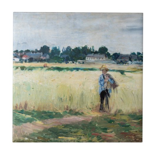 Berthe Morisot - Im Wheatfield bei Gennevillier Fliese (Vorderseite)