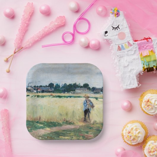 Berthe Morisot - Im Wheatfield bei Gennevillier Pappteller (Party)