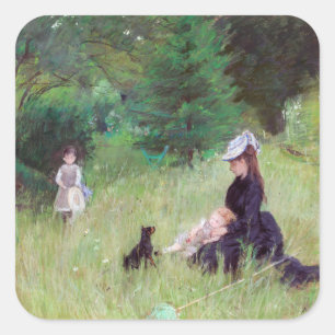 Berthe Morisot - In einem Park / Dans le parc Quadratischer Aufkleber