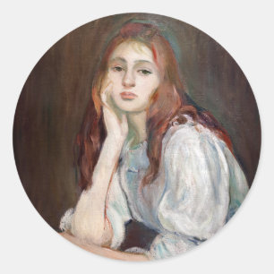 Berthe Morisot - Julie Daydreaming Runder Aufkleber