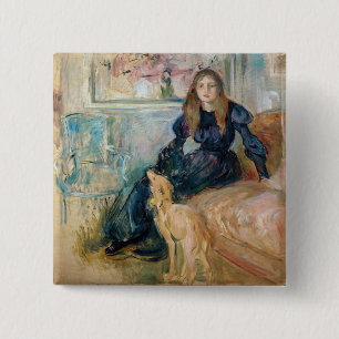 Berthe Morisot - Julie und ihr Greyhound Laerte Button
