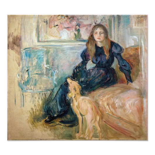 Berthe Morisot - Julie und ihr Greyhound Laerte Fotodruck (Vorne)