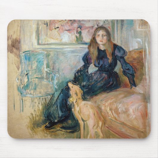 Berthe Morisot - Julie und ihr Greyhound Laerte Mousepad (Vorne)