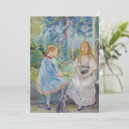 Berthe Morisot - Junge Mädchen am Fenster Dankeskarte (Stehend Vorderseite)