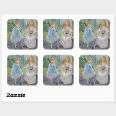 Berthe Morisot - Junge Mädchen am Fenster Quadratischer Aufkleber (Blatt)