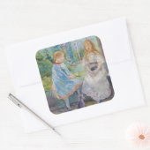 Berthe Morisot - Junge Mädchen am Fenster Quadratischer Aufkleber (Umschlag)