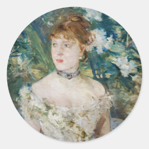 Berthe Morisot - Junges Mädchen in einem Ballkleid Runder Aufkleber
